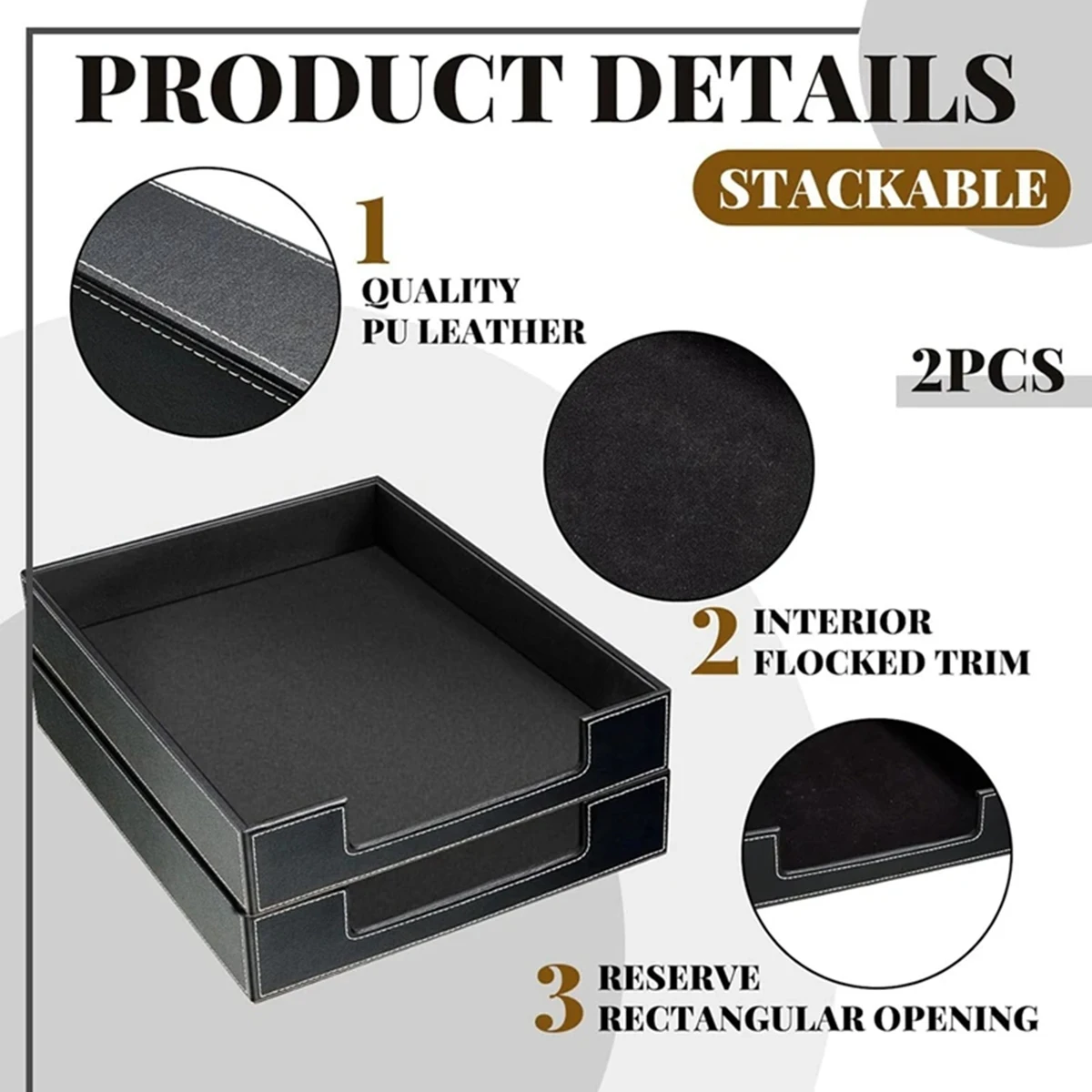 Leather Desk Organizer Tray Stackable Leather Tray  Desk Organizers And Accessories  Magazine File For Office Supplie Durable