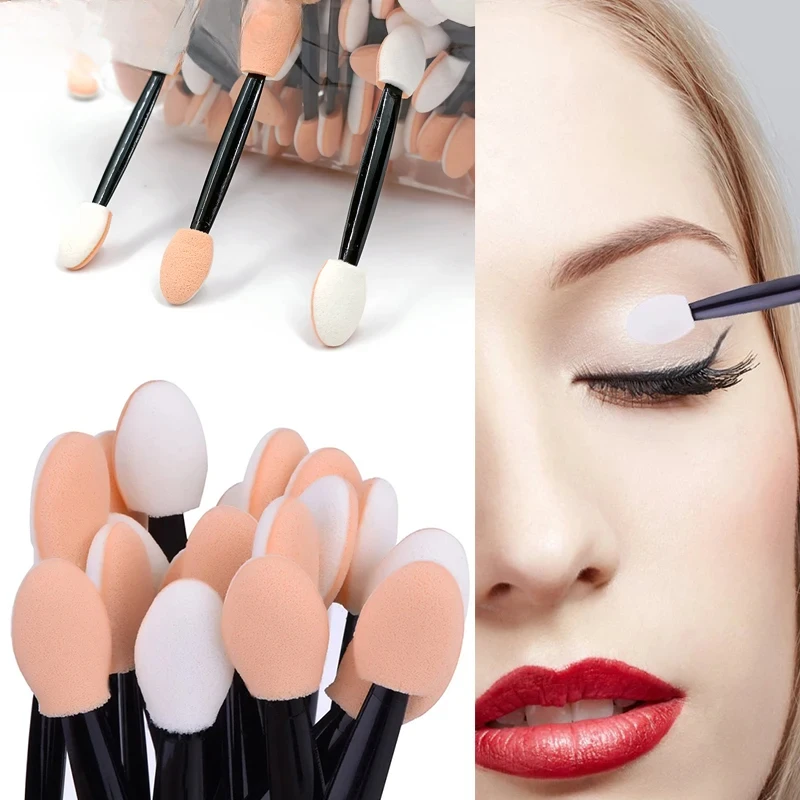 50Pcs/ Bag Small Portable Eyeshadow Applicators In Bulk Double Sponge Eye Shadow Brush Makeup Mini Tools Wholesale