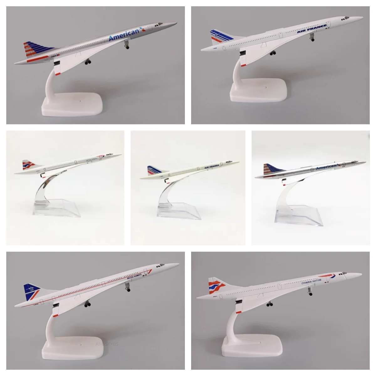 16/20cm Flugzeugmodell Concorde Air France/British/Singapore/American Druckguss-Legierung Flugzeugmodelle mit Ständer Kinderspielzeug Geschenk