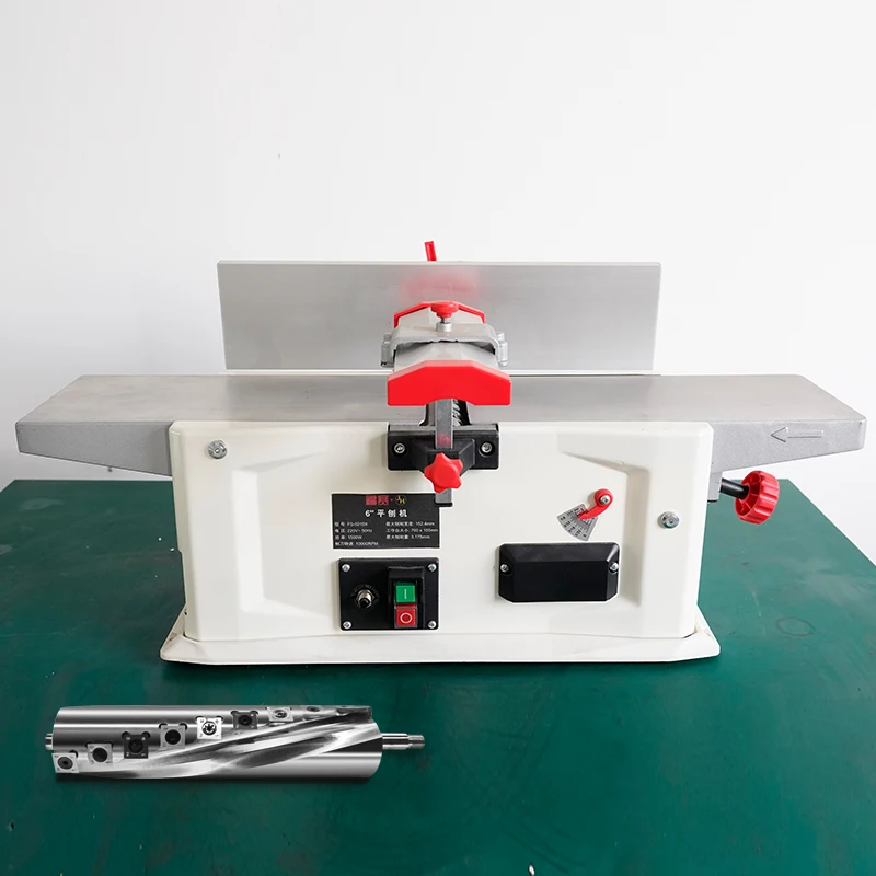 CE FS-5211II 6 Inch Single Surface Bench Planer High Precision Wood Jointer Spiral Cutter Head 1500W 152mm 220V Motor