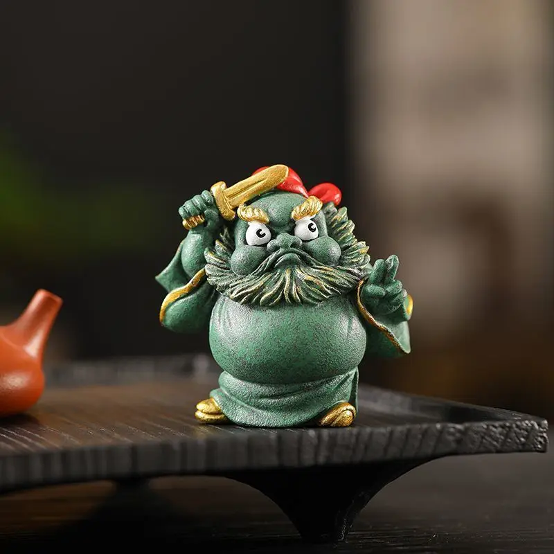 Zhong Kui Figurine Feng Shui Desktop Ornament Resin Craft Lucky Guardian Statue for Office Desk Colleague Gift Home Decor