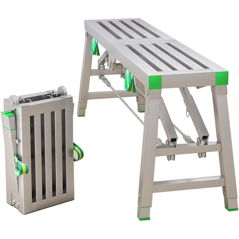 Portable Steel Scaffolding Ladder for Industrial Cleaning, Maintenance, and Repairs, Up to 880 lbs Capacity, B-180x30cm