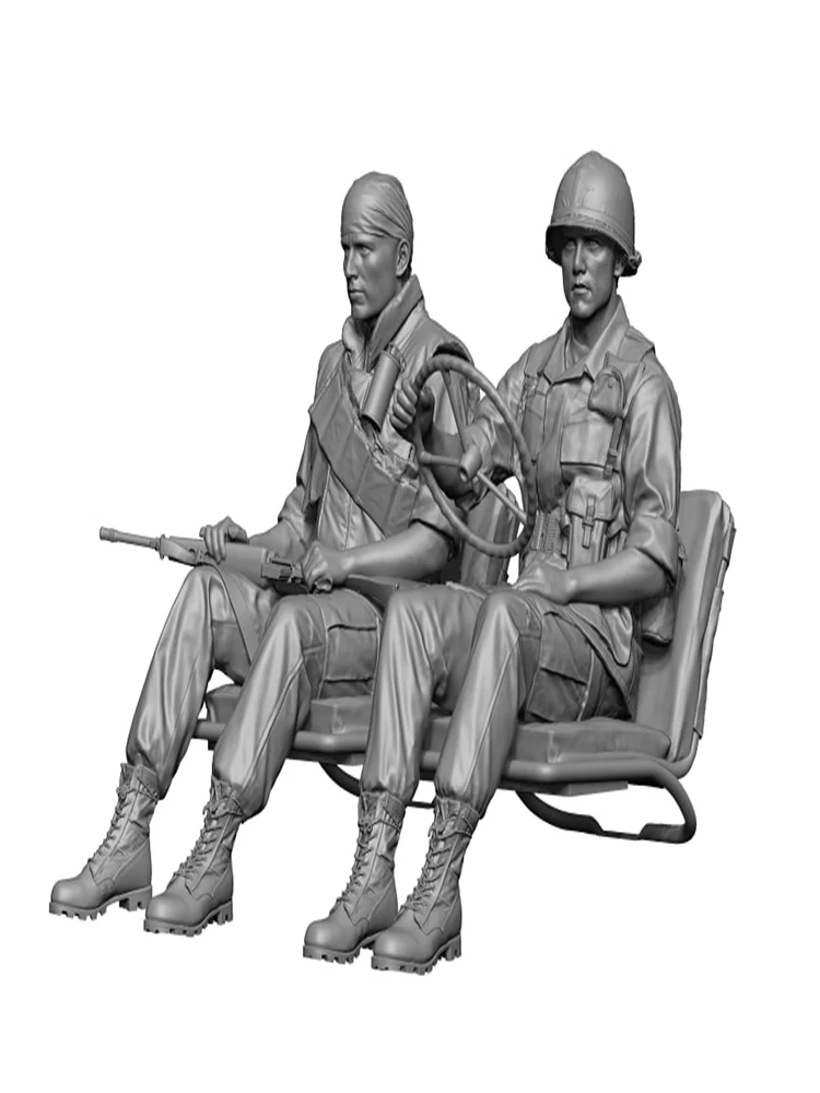 Kit de modèle de chaise de figurine d'officier de fantaisie moderne, soldat non assemblé, équipage de 2 hommes, résine, non peinte, 1/48