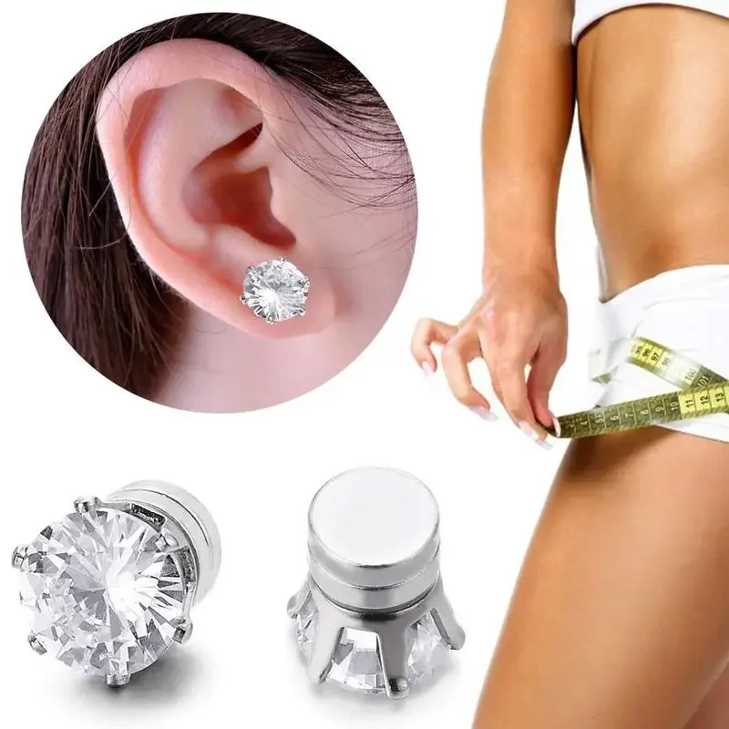 2Pcs Earrings Stimulating Acupoints Bio Magnetic Therapy Health Care Slimming Product Weight Loss Stud Magnet Stickers