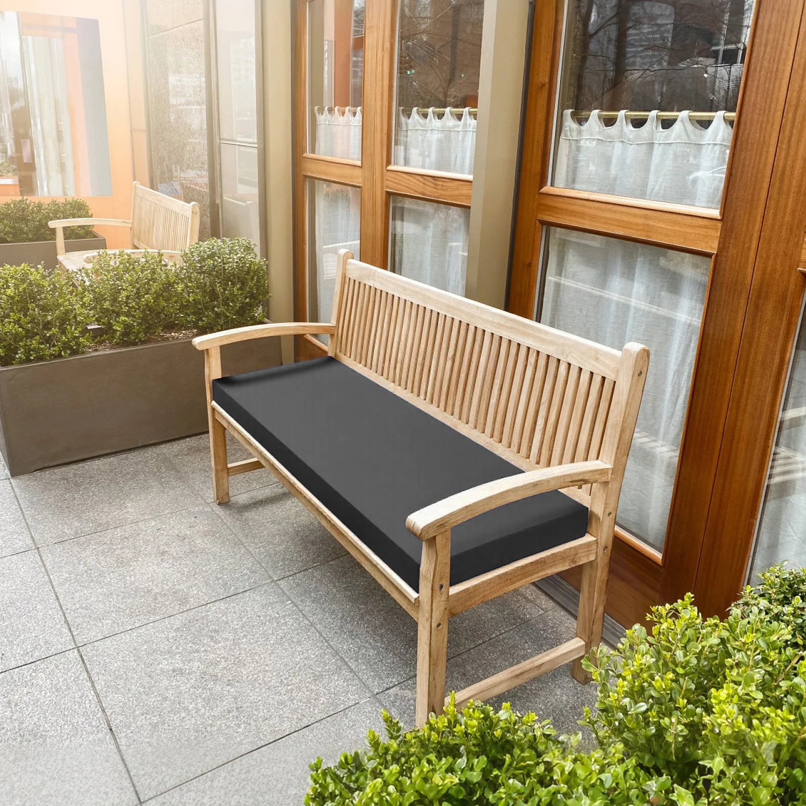 وسادة مقعد 100% مقاومة للماء وسادة مقعد سميكة غير قابلة للانزلاق قابلة للغسل وسائد مقعد في الهواء الطلق شرفة حديقة وسادة مقعد