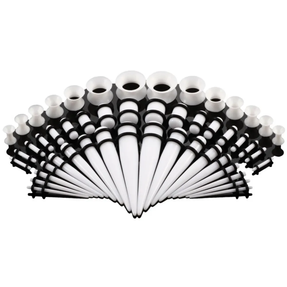 50Pcs Ear Dilation Acrylic Ear Gauge Kit Stretching 14G-00G Ear Stretching Kit Cone‑shaped Smooth Polished Ear Taper Unisex