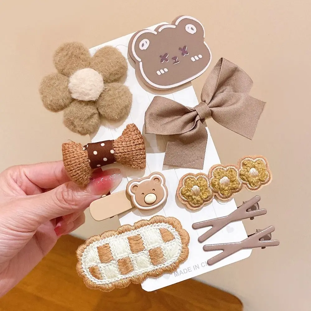 

8Pcs/set Fashion Cute Hair Clips Sweet Plush Flower Side Barrettes Headdress Bangs Broken Hairpin for Girls