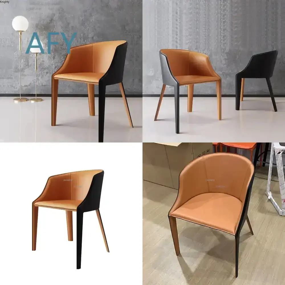 Postmodern Creative Leather Backrest Dining Chair for Nordic Leisure Dining Room Armchair Furniture for Modern Home Office