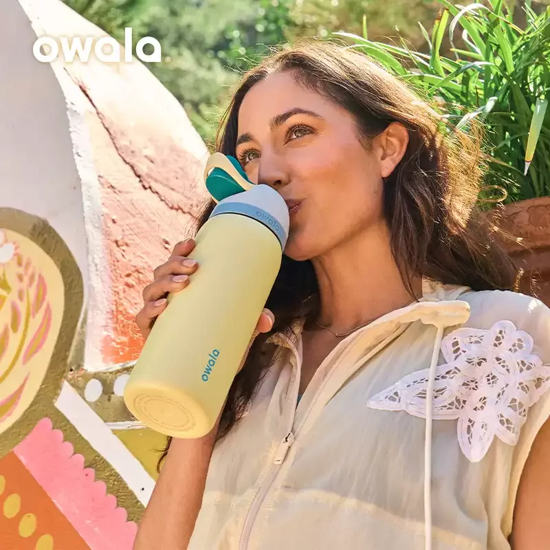 

Owala portable cup, one handed open lid, large capacity water cup, straw cup, insulated cup, 710mL | Sunny Daze