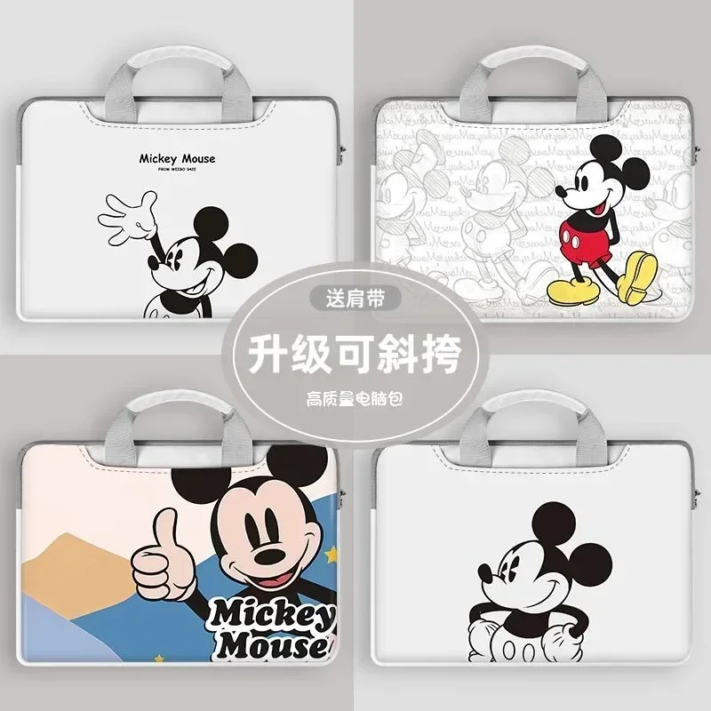 Disney Kawaii Mickey Minnie กระเป๋าแล็ปท็อปโน้ตบุ๊คน่ารักไหล่ข้างเดียวกระเป๋าสะพายข้างน้ําหนักเบาป้องกันการล่มสลายและสกปรกทน