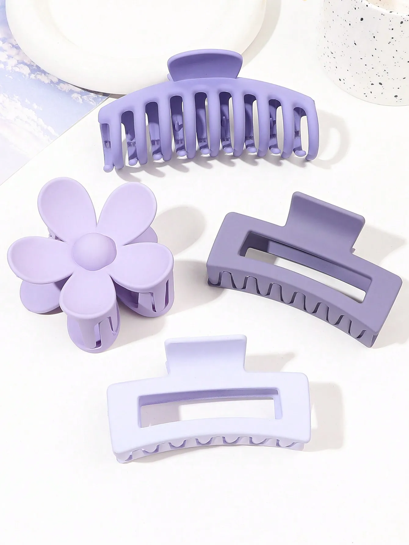 4 Stück klassische schwarze Haarklammern in verschiedenen Stilen, Blumenquadrat, große Haarnadeln, rutschfeste Haar-Accessoires für Frauen, dickes Haar – Detail 15