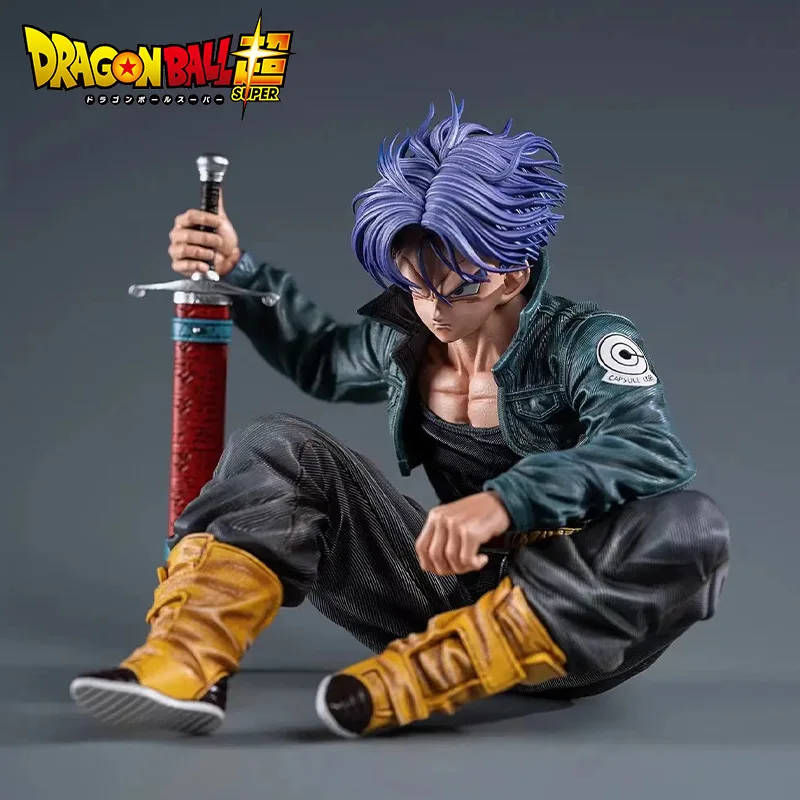 

Dragon Ball Trunks Action Figure Anime Super Saiyan Sitting Position Torankusu Figurine Doll Statue Ornaments PVC Model Toy
