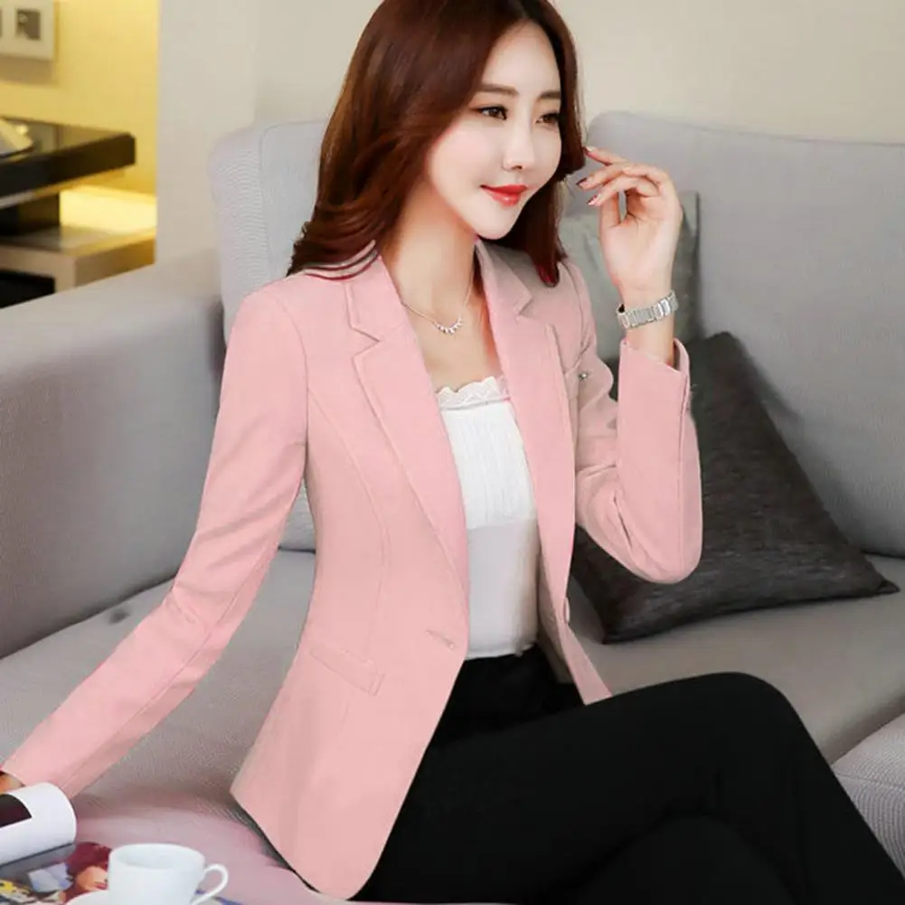 Stylish  Women Suit Coat Spring Autumn Korean Turndown Collar Blazer Lapel Super Soft Women Blazer for Trip