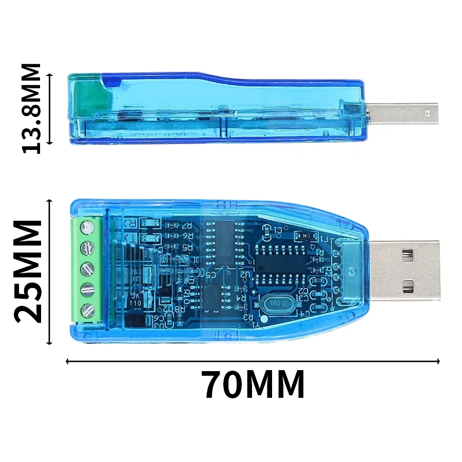 Industrial USB to RS485 Converter Module Half Duplex Serial Communication Adapter with TVS Protection
