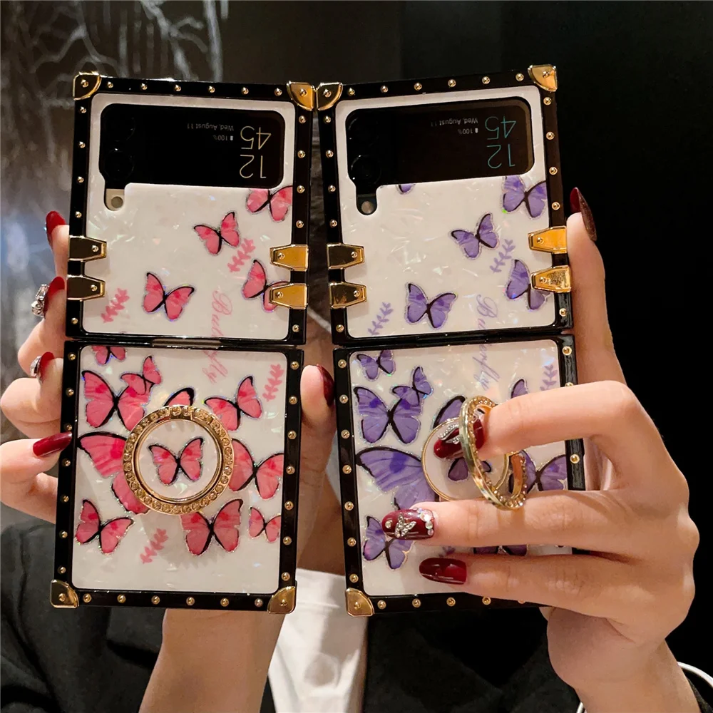 

Luxury Shockproof Retro Protective Cover Women Butterfly Phone Case for Samsung Galaxy Z Flip 7 Flip 6 Z Flip 5 Z Flip 4 Flip 3