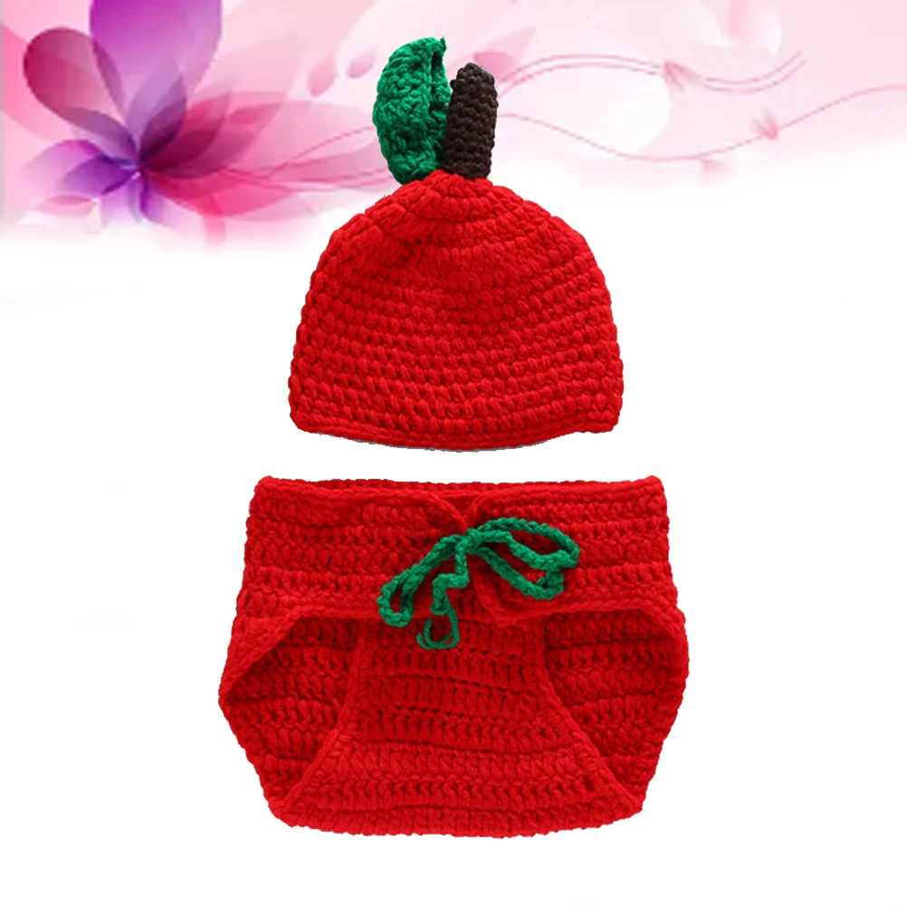

Newborn Photography Prop Fruit Design Knit Outfit Elastic Breathable Crochet Clothes for Babies 0 6 Months Baby Shower Photo