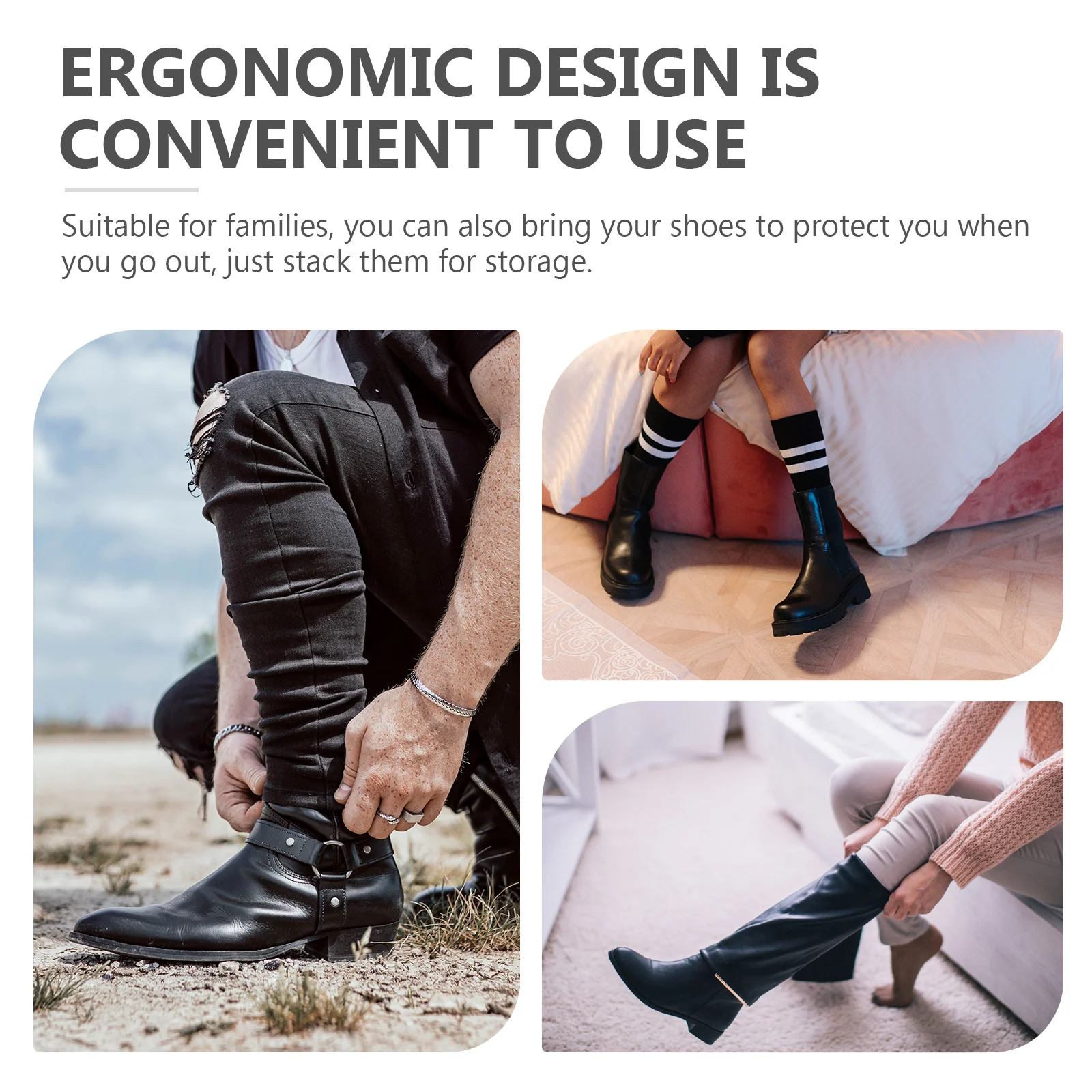10 قطعة إدراجات التمهيد للأحذية الطويلة دعم الأحذية البلاستيكية طويل القامة دعم شكل ملحقات الأحذية شماعات حلقة التخزين المنظم #5