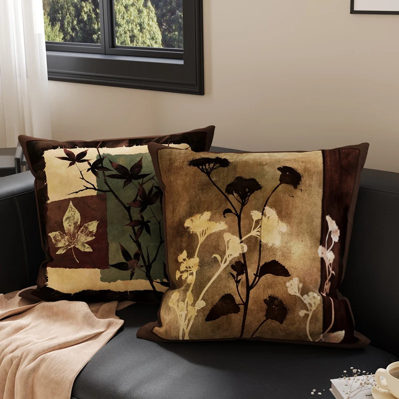 Retro Mid-Century Sofa Pillowcase with Core Living Room Sofa Back Bedroom Decorative Pillow Removable And Washable Lumbar Sup...