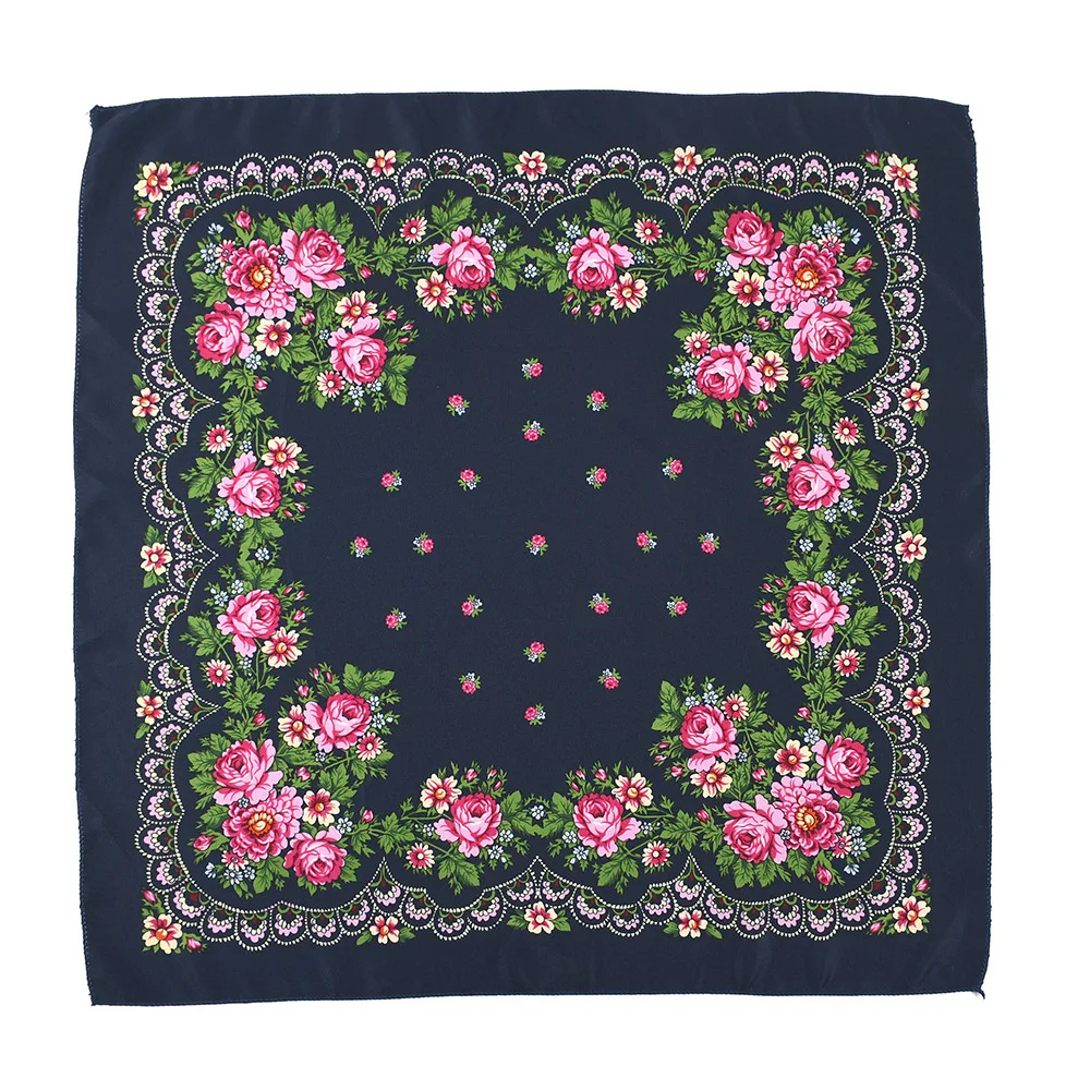 Mulheres Russian National Square Cachecol, Luxo Mulheres\'s Floral Estampa Bandana, Fêmea Headband Cachecóis, Babushka Hijab, Envoltórios de Cabeça,