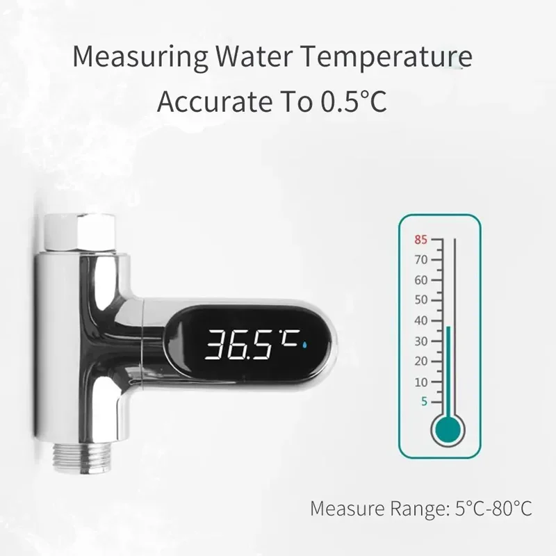 Youpin LED عرض المنزل دش المياه ميزان الحرارة تدفق المياه الذاتي توليد مقياس الحرارة رصد لرعاية الطفل