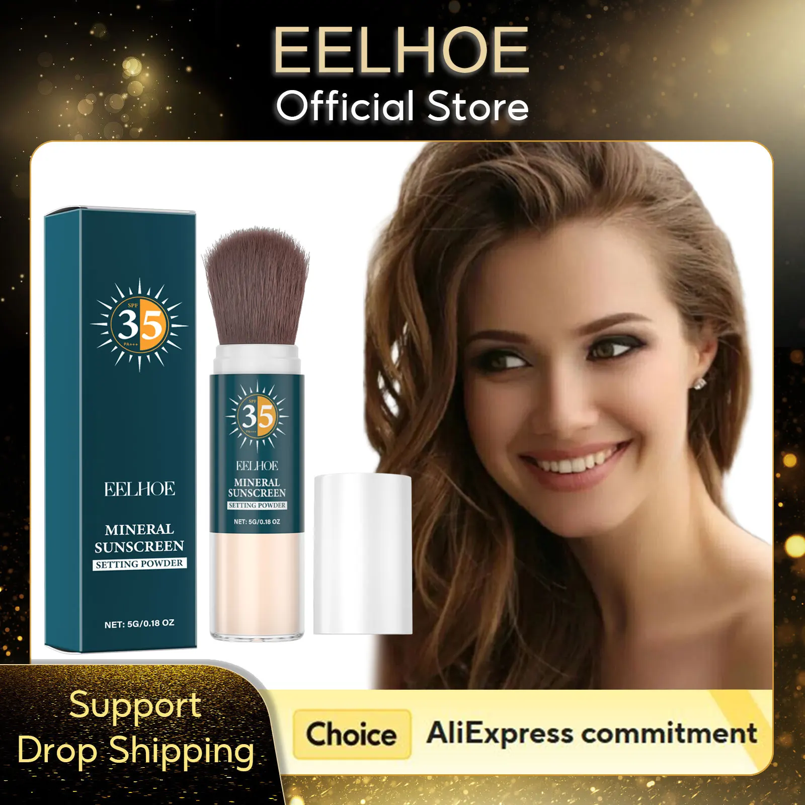 

EELHOE Spf35 Loose Setting Powder Oil Control Breathable Invisible Solar Blocker for the Face Sunblock Powder Facial Sunscreen
