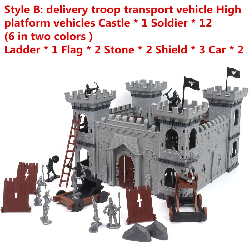 Medieval DIY Castle Soldiers Knights Catapult Game Set Model Building Assembly Compatibility Siege Battlefiel Weapon Vehicle Toy