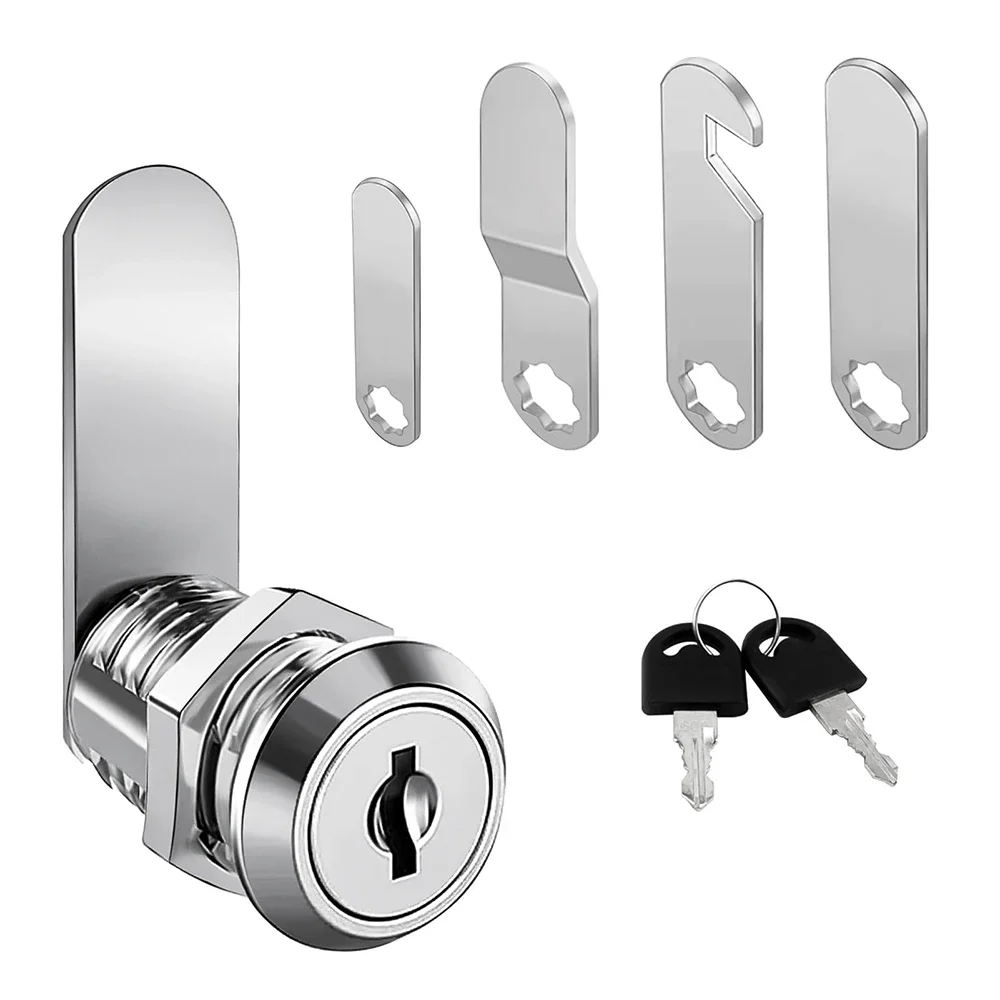 Zinc Alloy Cam Lock Set 16-30mm with 2 Keys 4 Lock Plates for Cabinet Drawer Mailbox