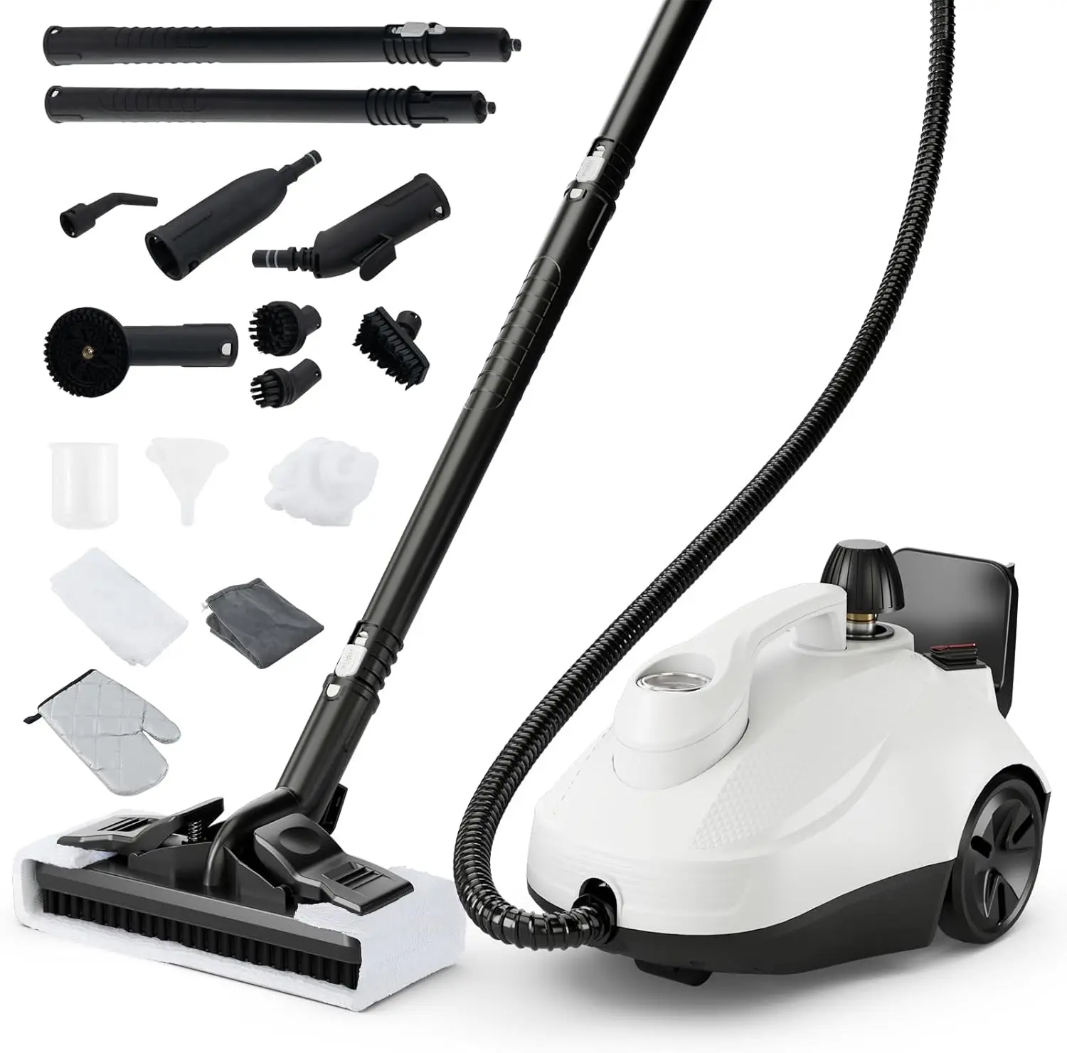 Multi-Purpose Steam Cleaner, Portable Steamer with Trigger Lock, Wheels & 61 OZ Water Tank, 1800W Steam Cleaning Machine for Uph