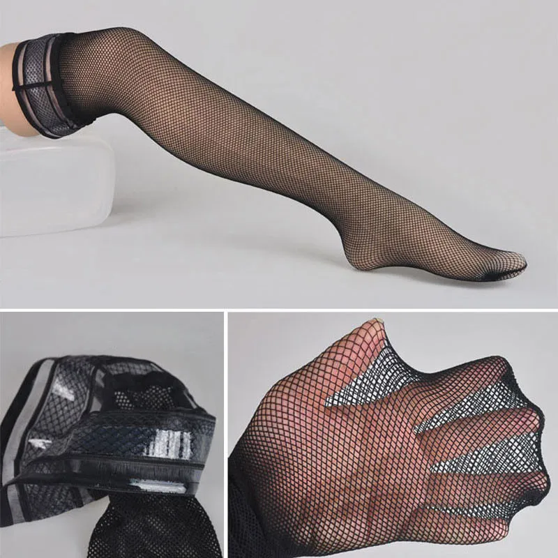 ถุงน่องตาข่ายเซ็กซี่ของผู้หญิงถุงน่องตาข่ายเซ็กซี่ทำจากซิลิโคนกันลื่นเหนือถุงเท้าระดับเข่า
