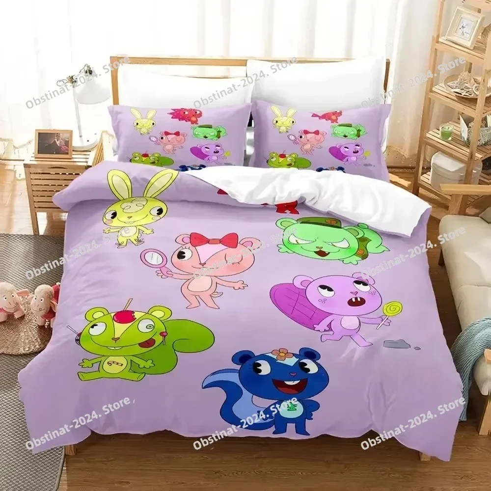 

Cartoon Happy Tree Friends Bedding Set Printed single Comforter Quilt Bed Cover Duvet Cover Pillow Case 3 Pieces Kids Adult Size