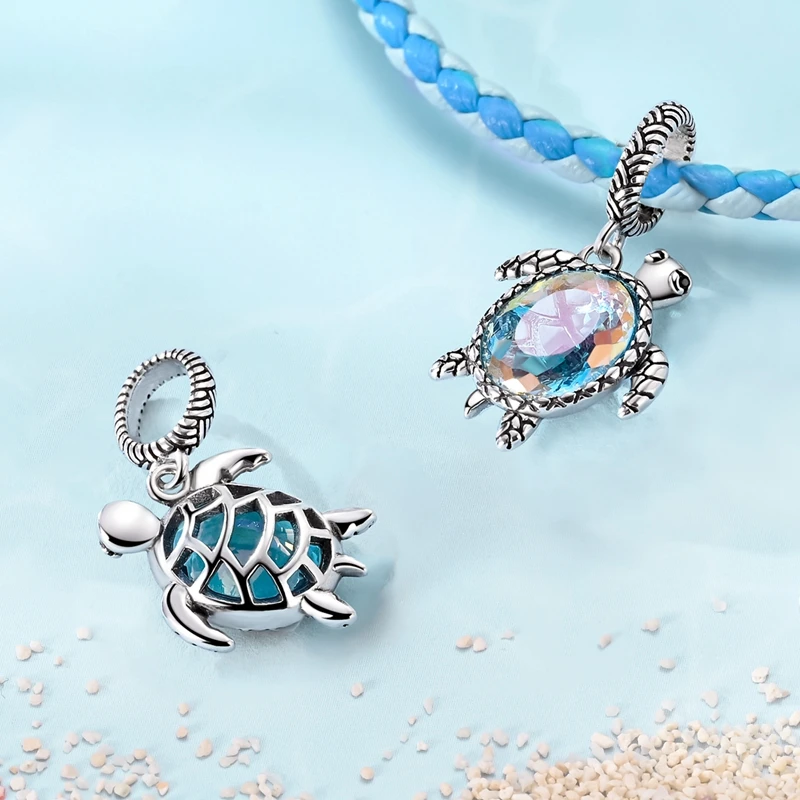 

New In 925 Sterling Silver Turtle Summer Swimming Pendant Charms Jewellery Fit Original 925 Bracelet For Women DIY Gift Party