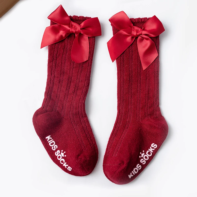 Weihnachten Socken Baby Mädchen Socken Kniehohe Prinzessin Socken Bögen Mädchen Nette Baby Socke Baumwolle Lange Röhre Bogen Streifen Kinder Socke