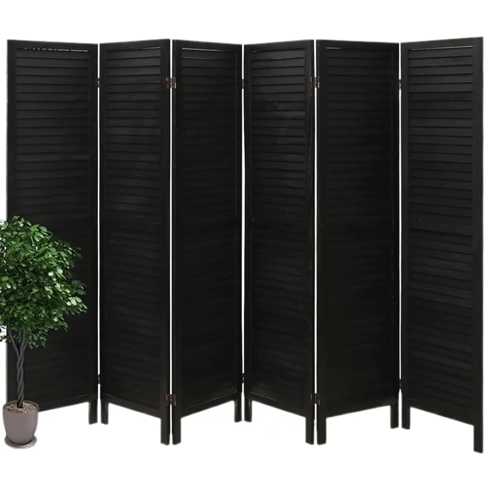 6 Panel Room Dividers and Folding Privacy Sns, Divider for Room Separation, Wood Louvered Divider Wall, Wooden