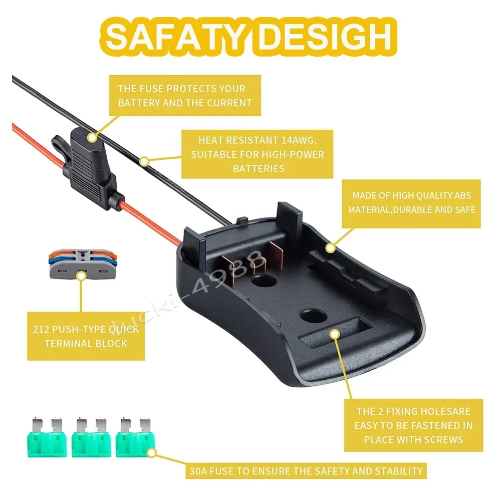 For Dewalt 20V 60V Max Dock Power Connector Robotics DIY Tools Battery Adapter ( Battery not included)