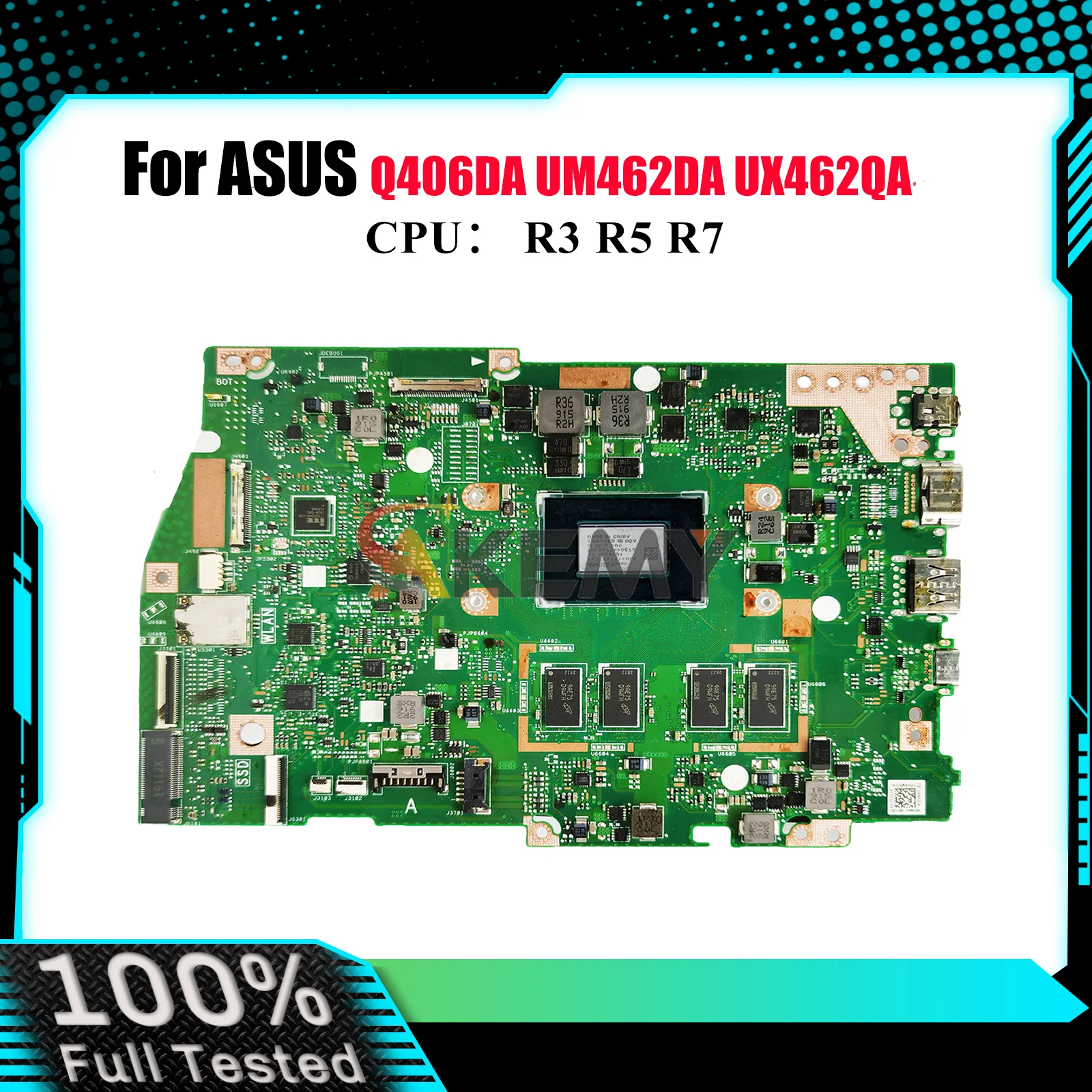 

UX462DA Материнская плата для ноутбука ASUS ZenBook Q406DA UX462D UX462DA UM462DA UX462QA Материнская плата с процессором R3 R5 R7 100% tests OK stk