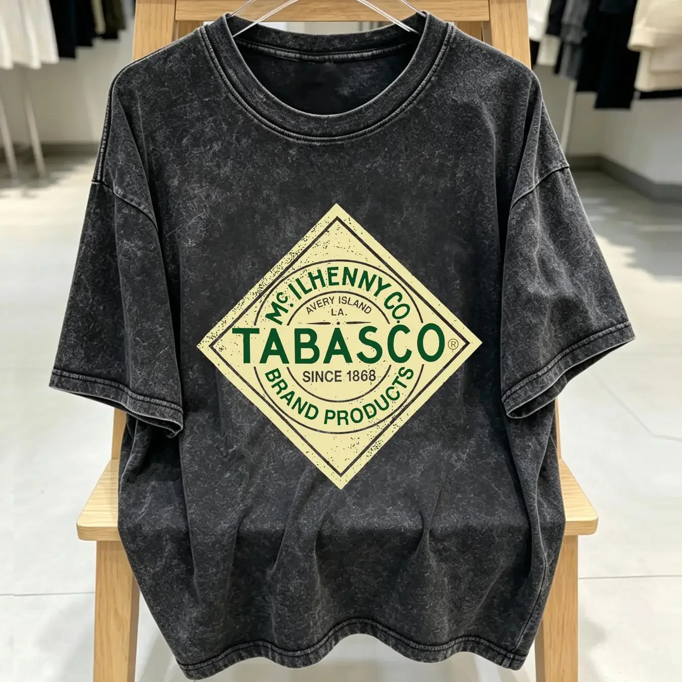 washed T Shirt Tabasco Men's Small S  Crew Neck Red vintage Washed graphic Unisex designer clothes Casual Stylish Soft