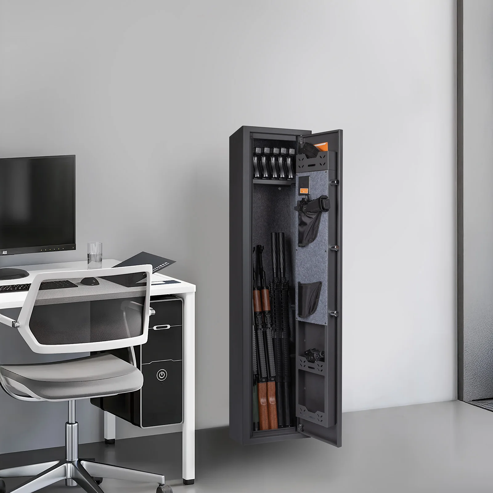 Mutak 3-8 Rifles Gun Safe with Digital Keypad/Key/Type C Port,Large Gun Cabinet for Home Rifles Pistols,with Removable Shelf