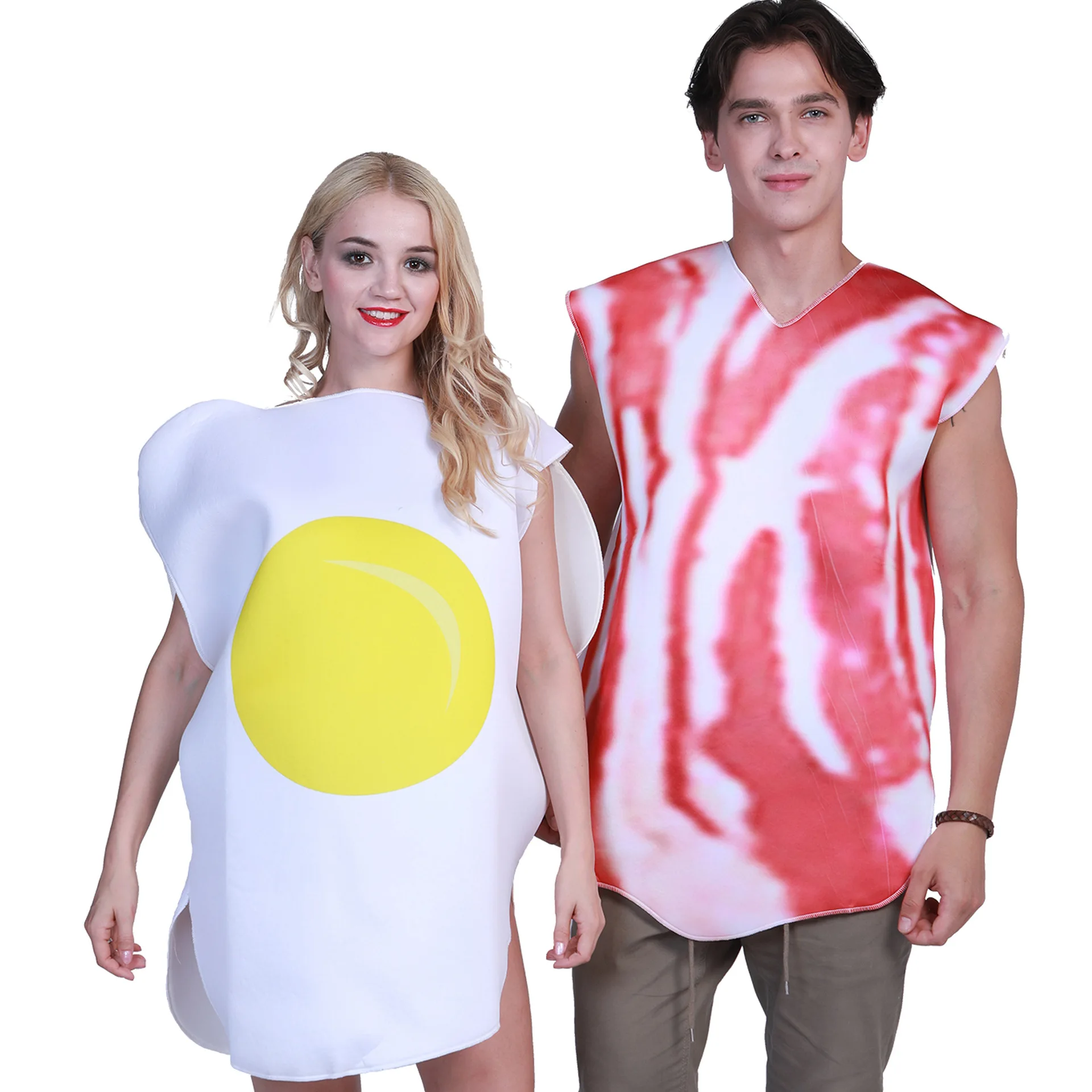 Halloween Paren Ontbijt Voedsel Vlees Slice Cosplay Set Bacon Ei Rollenspel Kostuum Traditioneel Chinees Etnisch Toneelkostuum