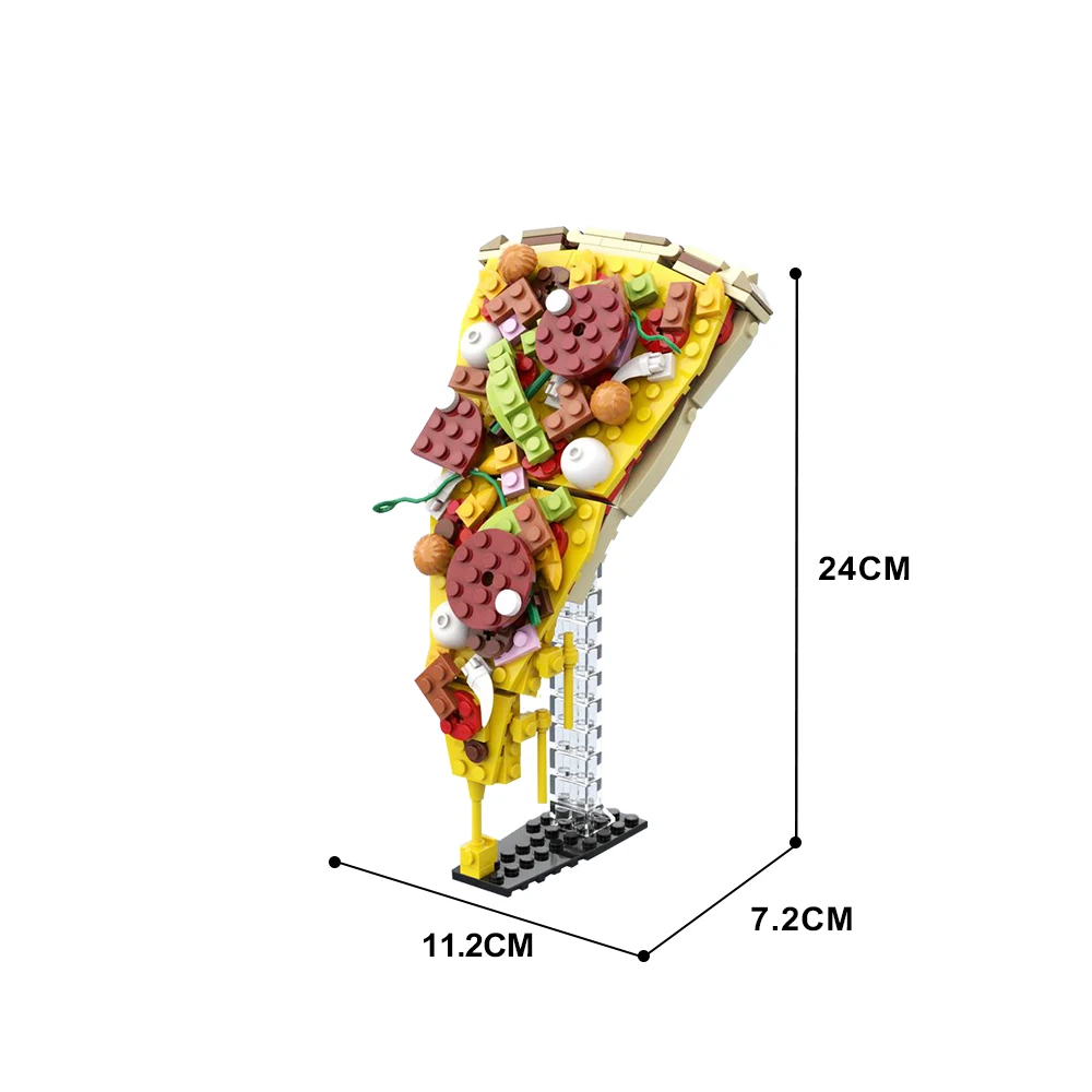 MOC Pizza Slice Building Blocks 221PCS Creative DIY Bricks Food Decoration for Restaurant Kids Toys Model Sets Adult