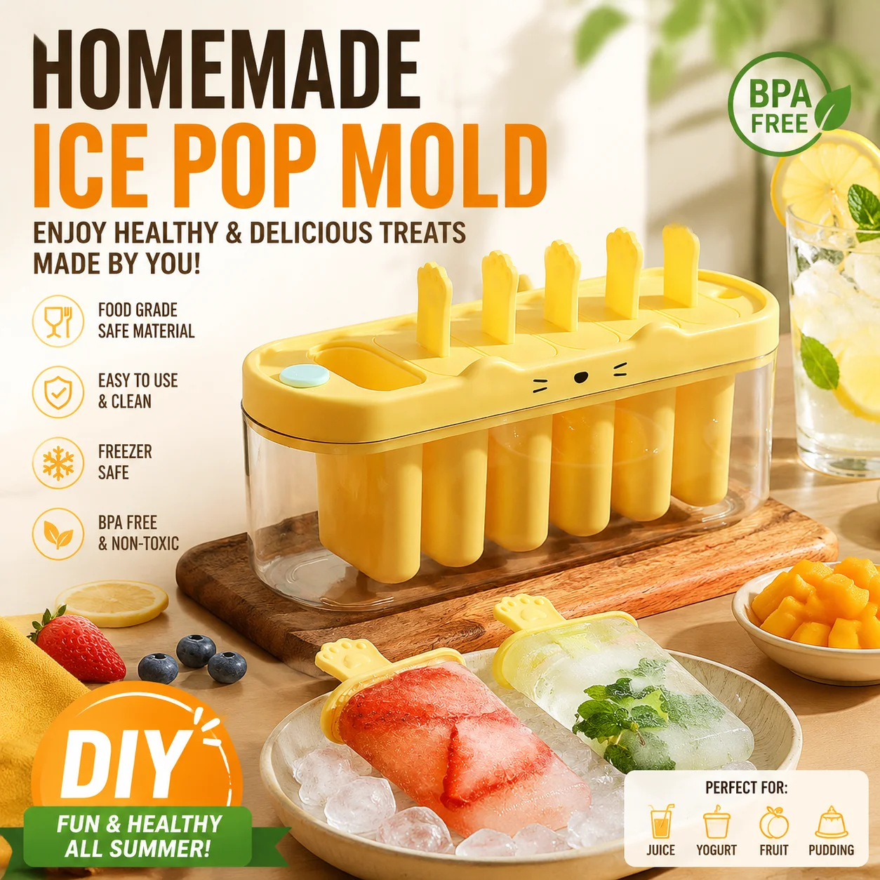 [Original] Meow Meow Ice Cream Mould Boxed Household Popsicle Popsicle Ice Cream Ice Cream Frozen Ice Cube Ice Cream Mould