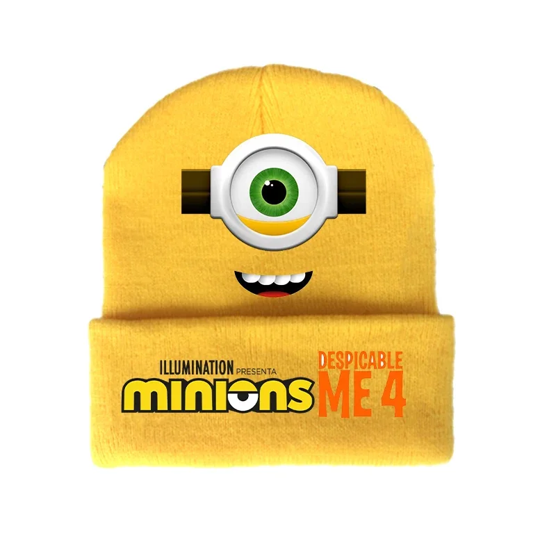 Despicable Mes Minionss Childern Knitted Hat Game Cartoon Cute Beanie Outdoor Casual Warm Vogue Hundred Take Cap Anime Kids Gift