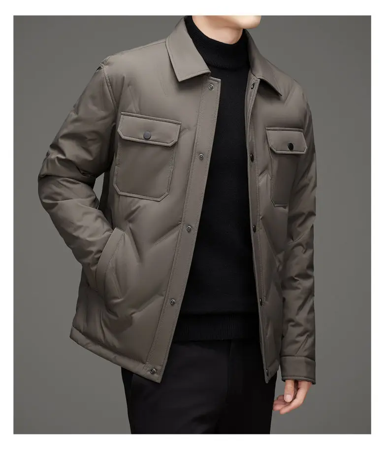 Men's 50% White Duck Down down coat 2026 winter turndown collar warm Down Jackets men fashion light and thin Jacket M-4XL