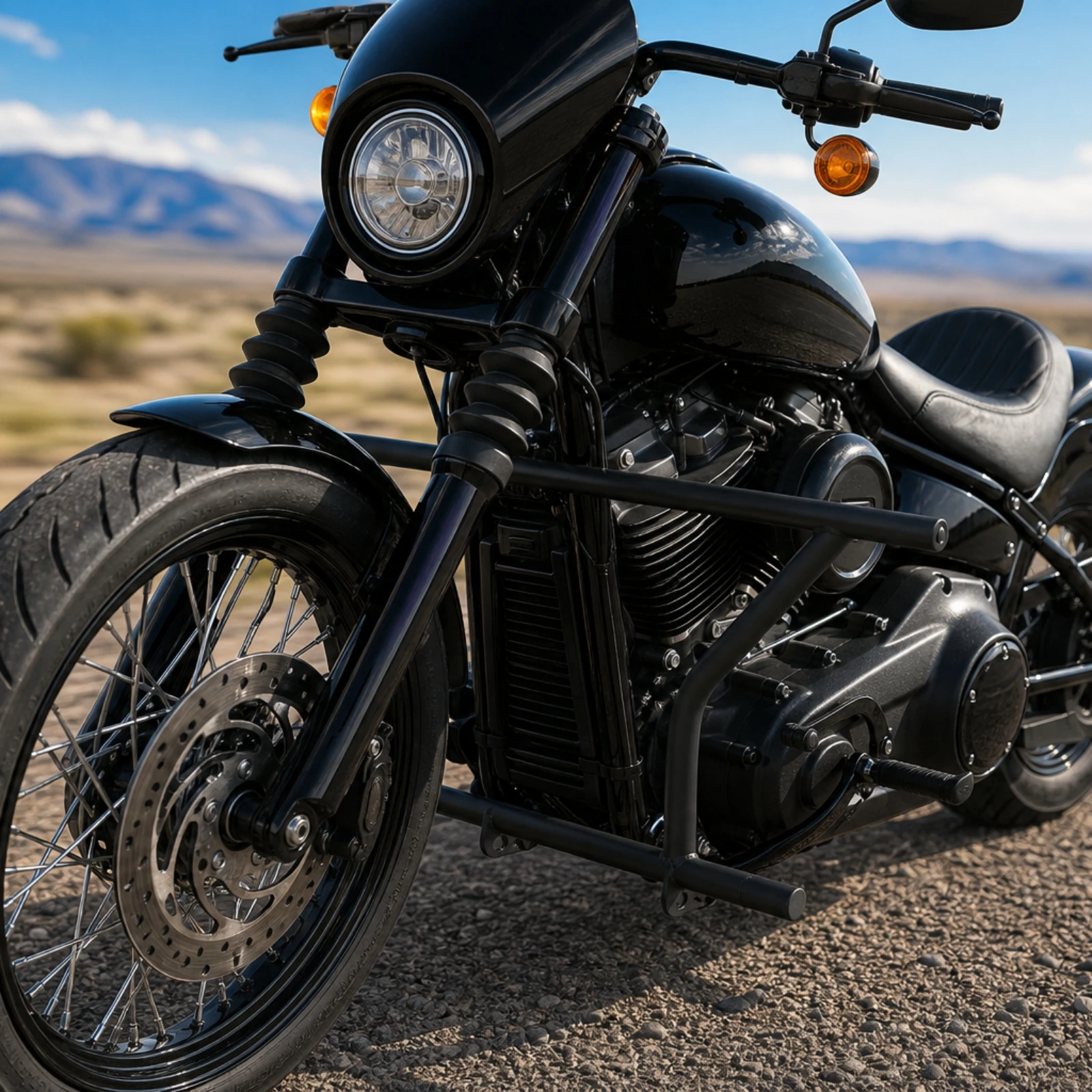 Motorcycle Crash Bar Matte Black Motorcycle Engine Guard Cylindrical Engine Guard Powder Coated Falling Protector Rust Proof