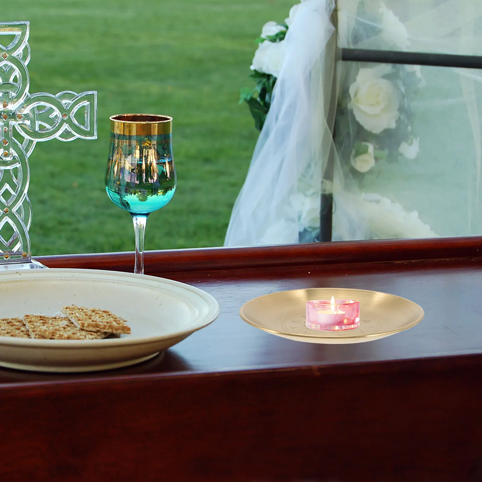 

Copper Altar Tray Metal Round Table Centerpiece Tarot Plate Decorative Storage Display Ritual Holder Holder