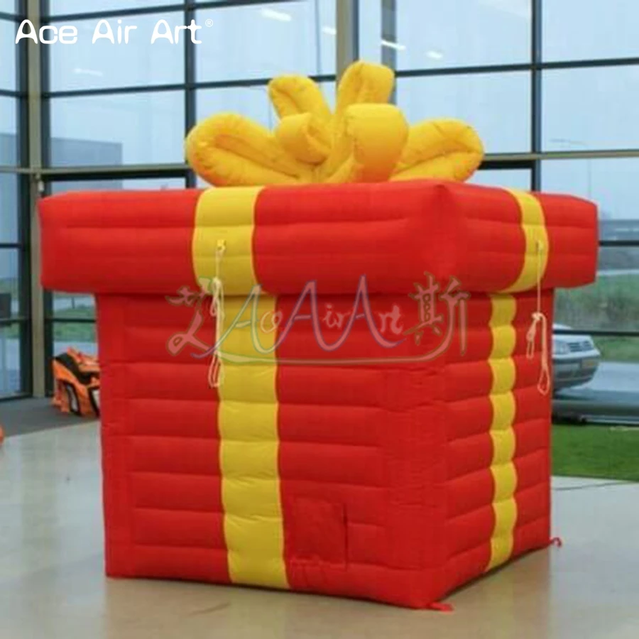 Christmas Inflatable Gift Boxes Model with Free Air Blower for Outdoor Indoor Holiday Yard Decoration