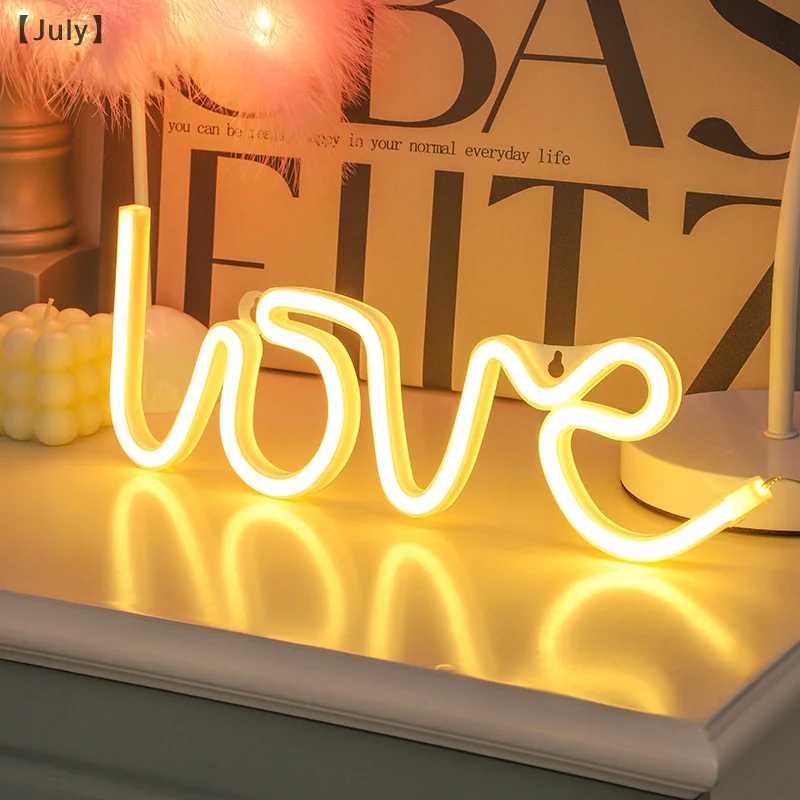 Lampu Neon, cahaya cinta kreatif pengakuan baterai USB penggunaan ganda gaya LED lintas batas dekorasi kreatif lampu malam