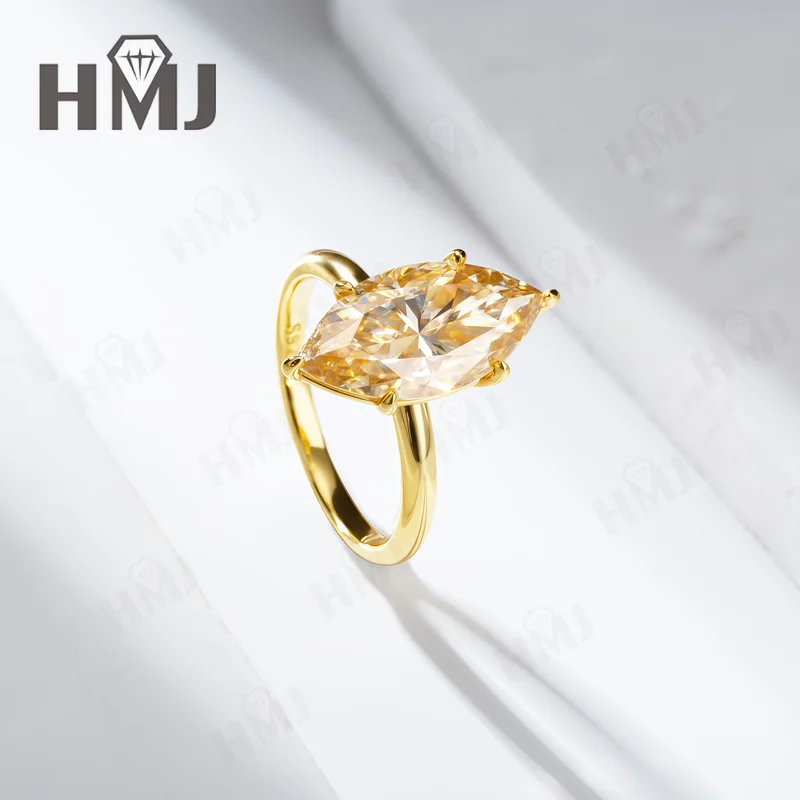 4ct Champagner-Ring 8x16mm Moissanit Marquise-Schliff Schwarze Farbe 925 Sterling Silber Hochzeits- und Verlobungsring Ewig Romantisch – Detail 8