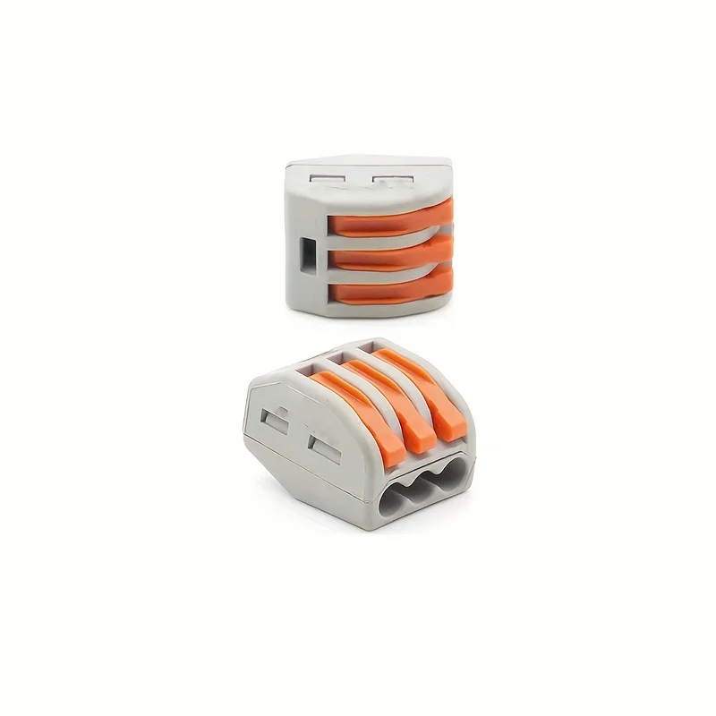 50pcs push-in wire terminal block connectors Quick-connect universal lever-action C-type electrical connection 3-hole