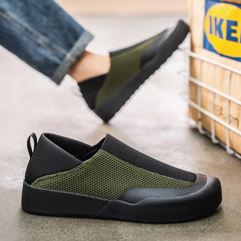 

Дышащая летняя универсальная сетчатая мужская обувь с защитой от запаха, повседневная обувь на нескользящей мягкой подошве, лоферы с полиуретановой стелькой, подошва из ПВХ