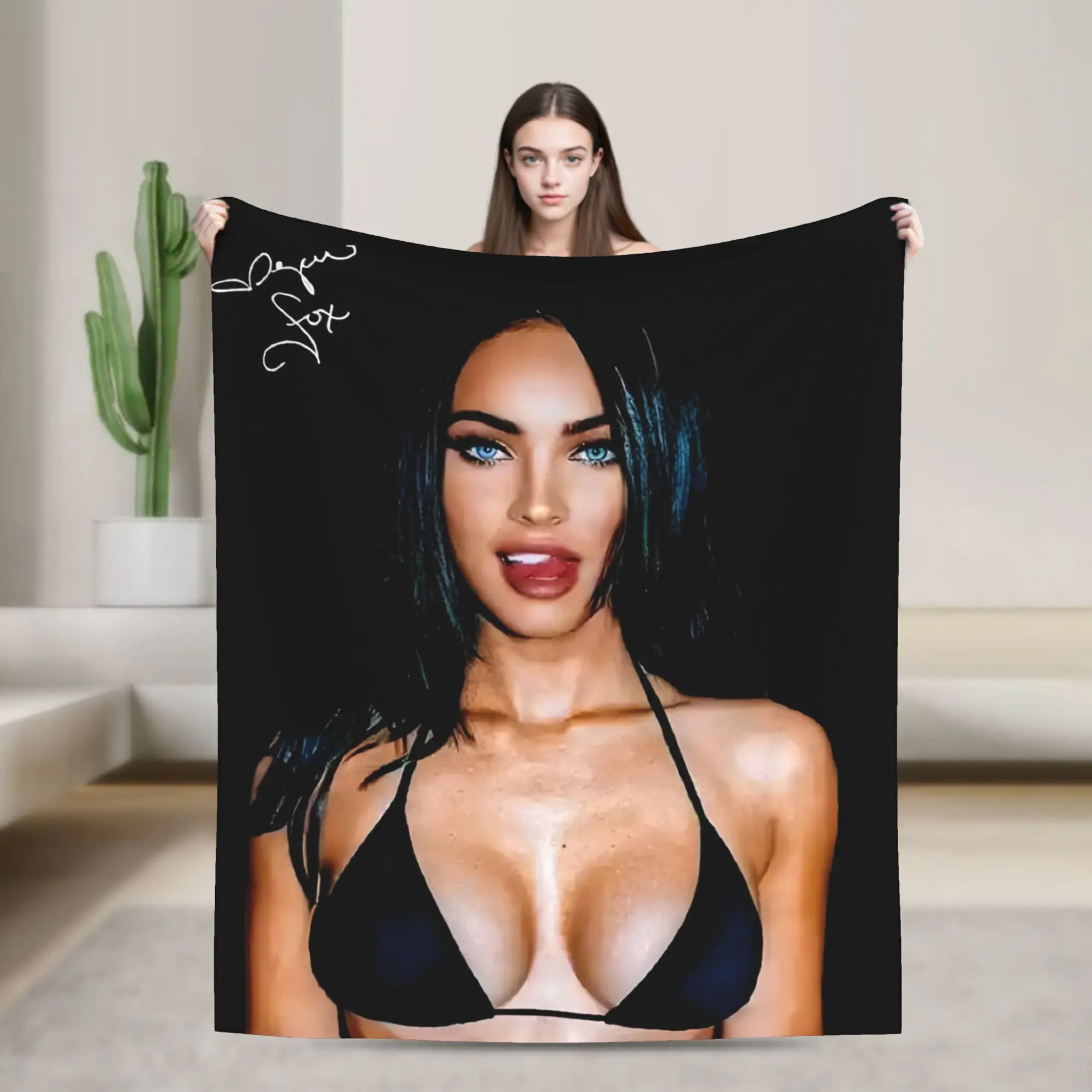 Megan Fox S1 Blanket  Flannel Novelty Warm Throw Blankets for Chair Covering Sofa Textile Decor